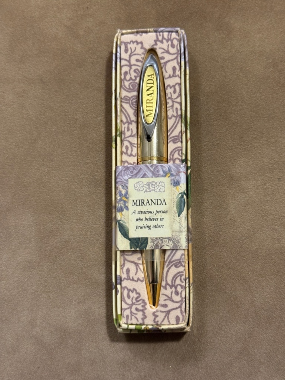 MIRANDA Gold & Silver Ballpoint Pen with Decorative Box